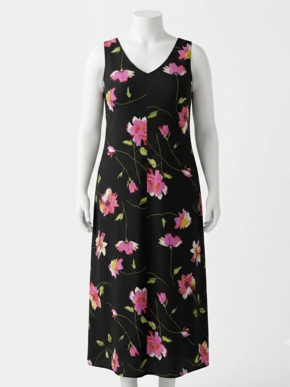 Carol Anderson Floral Maxi Dress Womens 16 Black Wedding Guest Garden Party